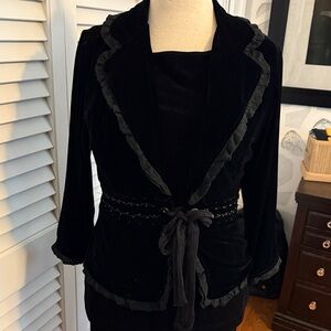 Black Velvet Women's Jacket with Embellishments-perfect for holidays!